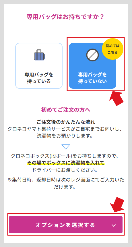 オプション選択画面①