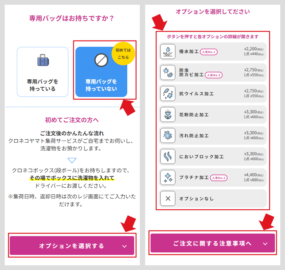 オプション選択画面