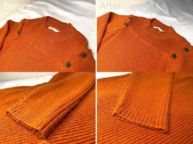 3点目：ニットのセットアップ（トップス）のビフォーアフター