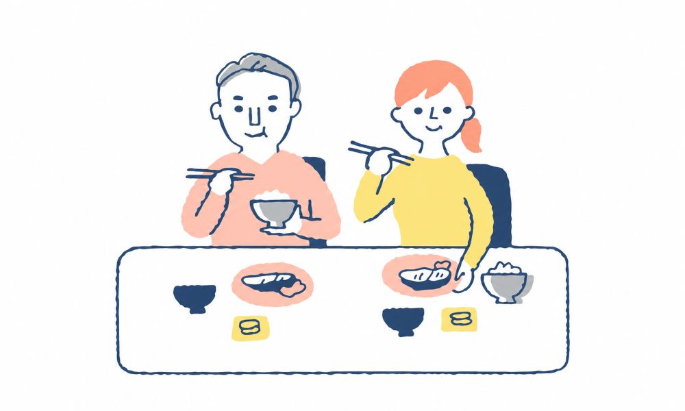 バランスの取れた食事をとる人のイラスト