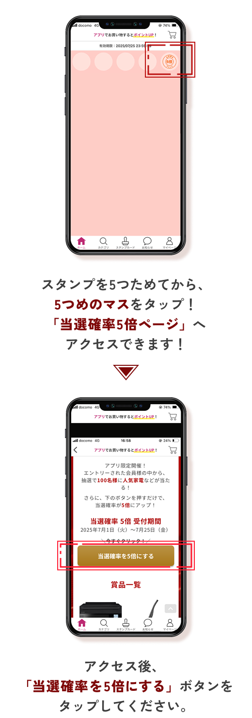 当選確率5倍登録手順イメージ