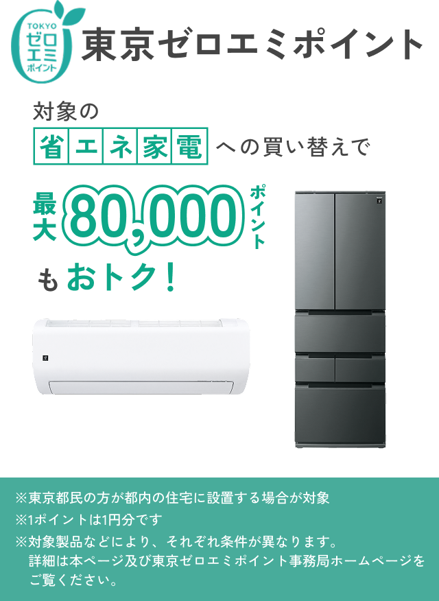 対象の省エネ家電への買い替えで最大80,000ポイントもおトク！東京ゼロエミポイント