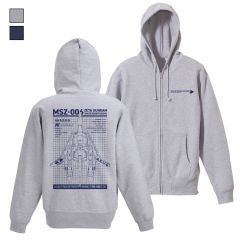 機動戦士Zガンダム　描き下ろし ウェイブライダー ジップパーカー　MIX GRAY-XL