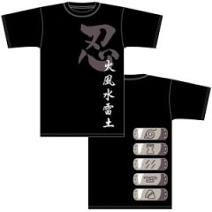 NARUTO-ナルト-　忍び五大国ハチガネ Tシャツ/BLACK-XL