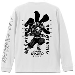 アニメ「鬼滅の刃」　竈門炭治郎 袖リブロングスリーブTシャツ/WHITE-XL