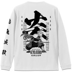 アニメ「鬼滅の刃」　煉獄杏寿郎 袖リブロングスリーブTシャツ/WHITE-XL