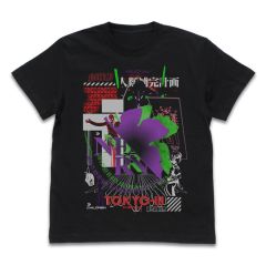 EVANGELION　ネルフ アシッドグラフィックス Tシャツ/BLACK-XL