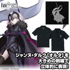 Fate/Grand Order　アヴェンジャー/ジャンヌ・ダルク〔オルタ〕シルエット 刺繍ポロシャツ　BLACK-XL