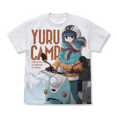 『ゆるキャン△』　志摩リンとスクーター フルグラフィックTシャツ/WHITE-XL