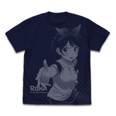 彼女、お借りします　更科瑠夏 オールプリントTシャツ　NAVY-XL