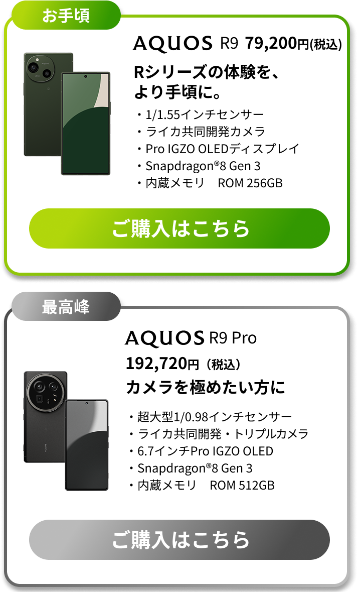 シリーズ比較 R10 R9 R9 Pro